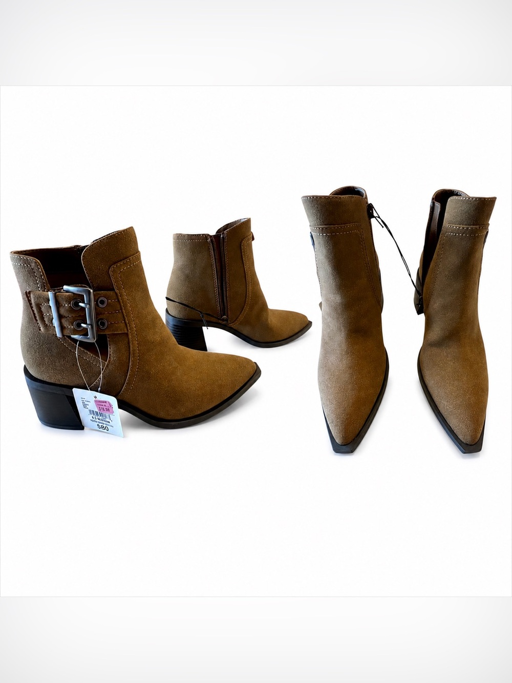 Women's Tan Suede Lace-Up Ankle Booties